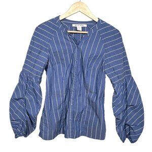 Anthropologie Belle Vere‎ Striped balloon sleeve blouse sz M
